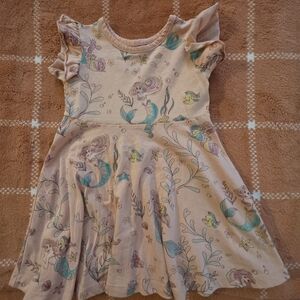 Disney Mermaid Print Kids Dress - Peach and Aqua